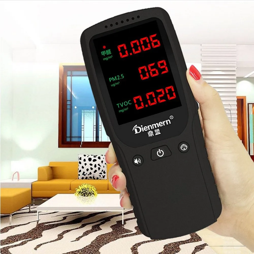 

PM2.5 TVOC Formaldehyde HCHO Detector Meter Indoor Air Quality Detector Environmental Formaldehyde Detector USB Charging