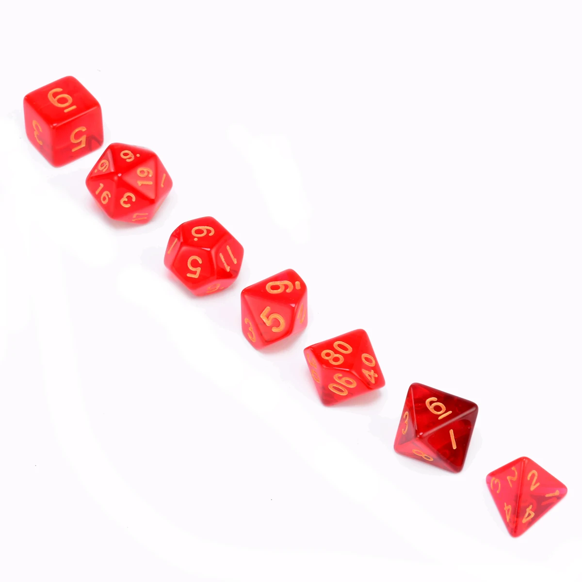 

7Pcs Red Translucent Polyhedral Dices With Bag Set Dungeons and Dragons RPG Role Playing Table Games D4-D20 Outdoor Bar Tools