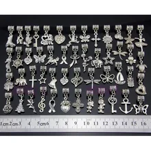 ขายส่ง 50 ชิ้น/ล็อตผสมผีเสื้อหัวใจม้านกฮูก Vintage เงิน Dangle Charms เครื่องประดับ DIY สร้อยข้อมือ(China)