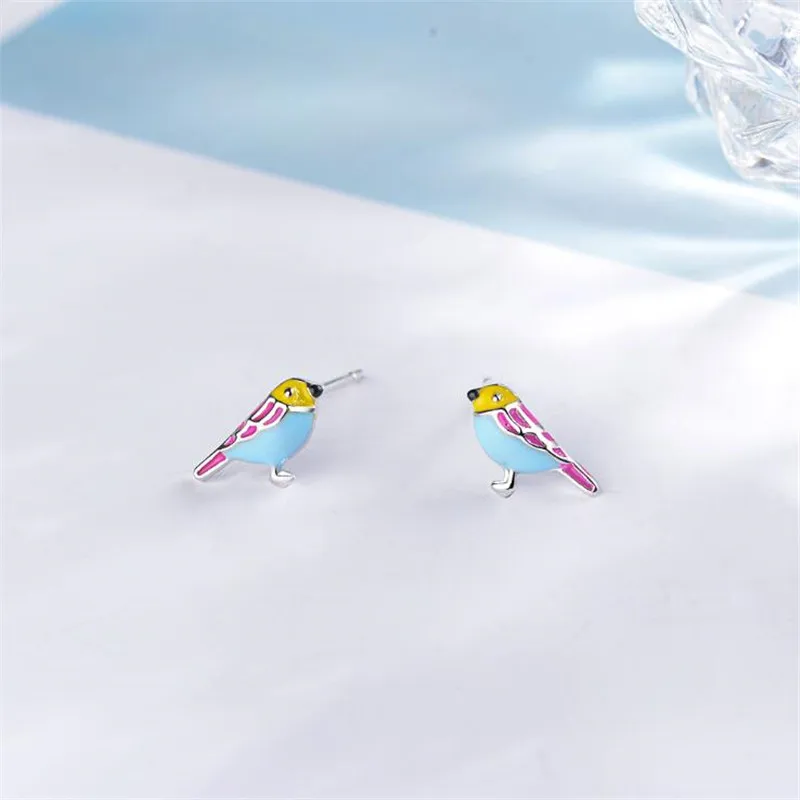 Новые Изысканные красочные милые 925 пробы серебряные ювелирные изделия в виде животных, женские индивидуальные серьги-клипсы SE645