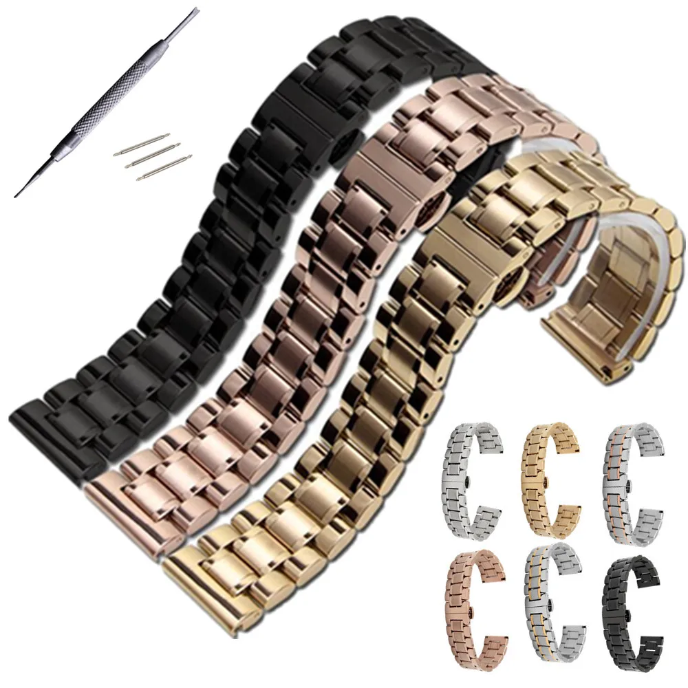 

14 16 18 19 20 21 22 23 24mm Stainless Steel Watchband Bracelet Watch Band Strap Clocks Accessories Watchband Folding Clasp