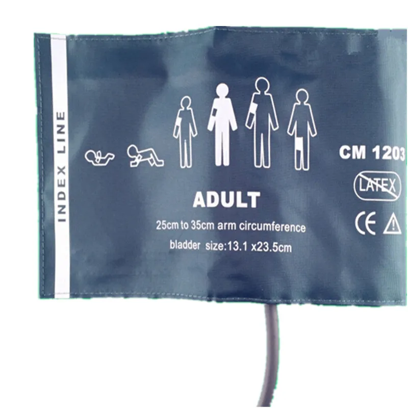 30pcs/lot Free Shipping Normal Adult Reusable Nylon Reusable NIBP Cuff Single TubeBladder Inside Monitor ARM Cuff Connector