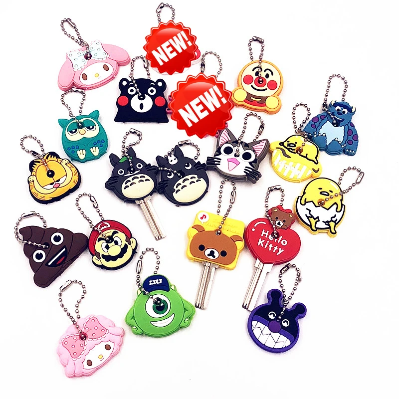 

Wholesale 40pcs My melody Sullivan Monser University Anime key cover Key chain Cartoon key cap key Ring Car Keychain