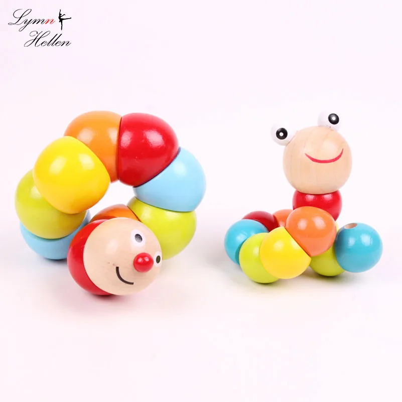 

worm twist puppet cognition wood gift colorful playmate caterpillar changeable shape kids educational fun baby toy