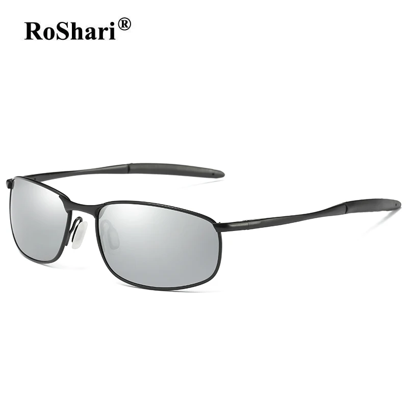 RoShari мужские солнцезащитные очки поляризованные анти-зеркальные линзы женские солнцезащитные очки для мужчин UV400 lentes de sol hombre A83 - Цвет линз: A83-Black and silver