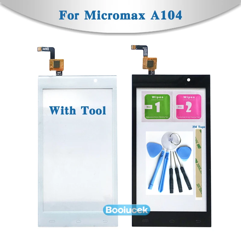 

High Quality 4.5" For Micromax A104 Canvas Fire 2 Touch Screen Digitizer Sensor Outer Glass Lens Panel Black