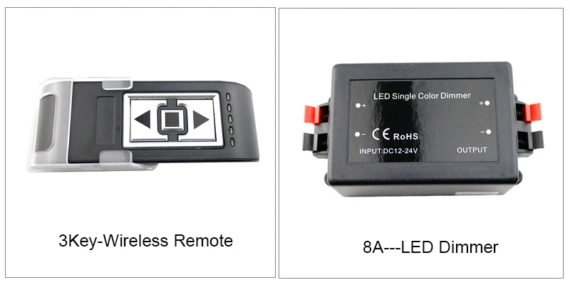 Светодиодный диммер 3 ключа rf беспроводной 12-24V 8A светодиодный переключатель контроллера для 3528 5050 Одиночный цвет 12v светодиодные полосы света 12v 96 w/24 v 192w
