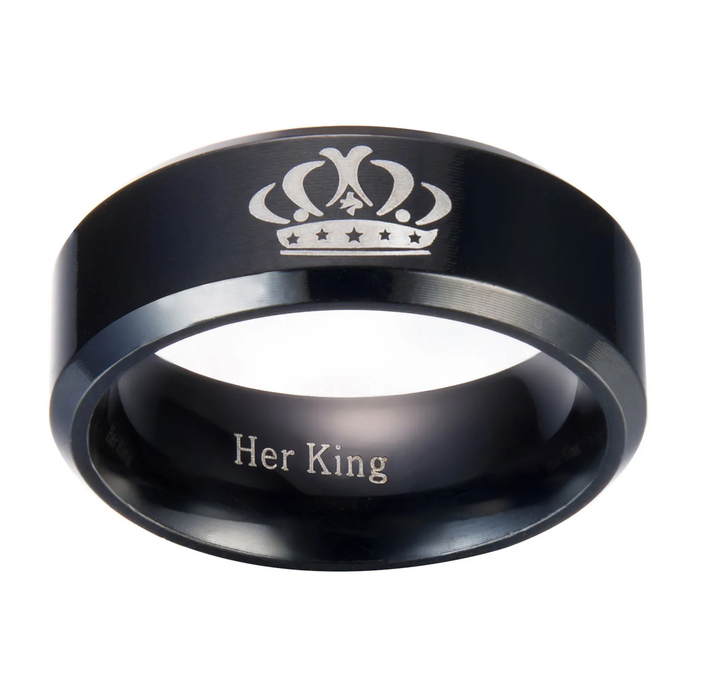 Винтажные Ювелирные изделия из нержавеющей стали, Корона Обручальное кольцо для свадебной вечеринки черное золото заполненные черные цирконевые кольца для пары для женщин и мужчин