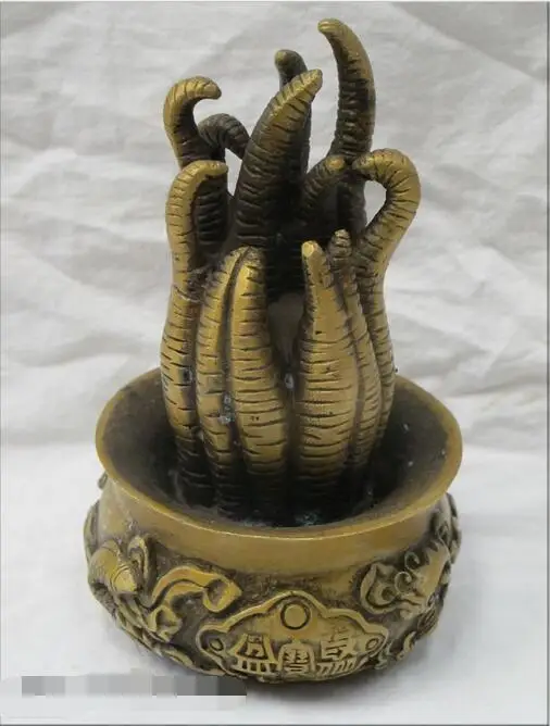 

China feng shui Bronze Hand carving Fish chocho chayote Treasure Pot pen statue