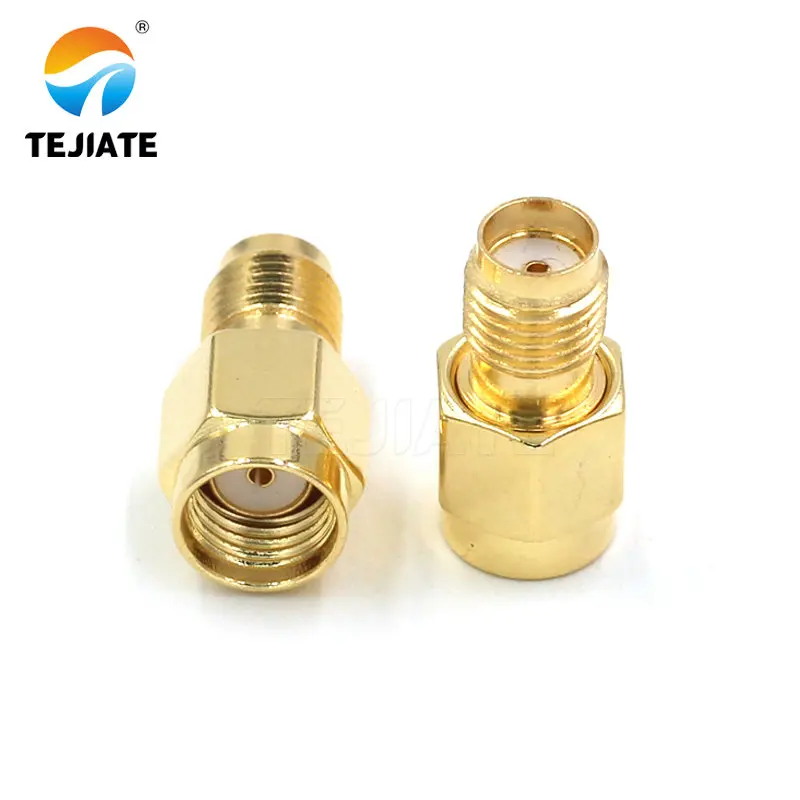 2pcs rf sma connector sma female to rp sma male plug connectors adapter gold plated straight coaxial rf adapters 2PCS RF SMA Connector SMA Female to RP SMA Male Plug Connectors Adapter Gold Plated Straight Coaxial RF Adapters