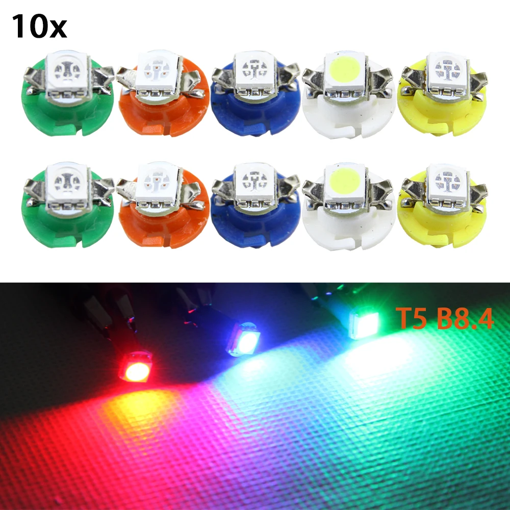 10 шт./лот T5 B8.4D 5050 1 SMD светодиодный синий боковой прожектор приборной панели для