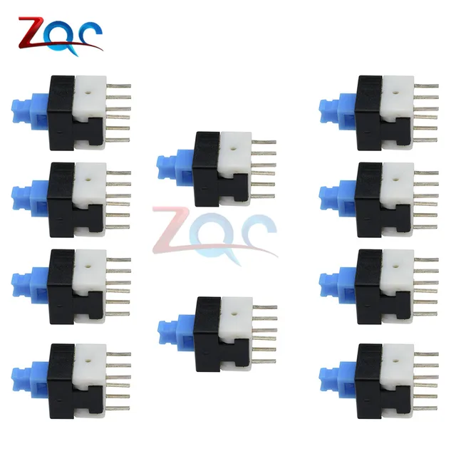 【30%OFF】 DPDT Cap Blue 8X8mm NEW 10pcs Self-locking Square Type Controls&Indicators