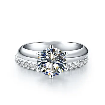 

Silver & Moissanite Set Jewel 1.5Ct 7.5mm E-F Moissanite Set Rings 925 Sterling Silver Ring Women's Synthetic Diamonds Ring