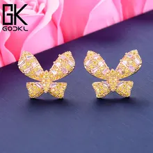 GODKI Мода Красочные бабочки Мода серьги стержня для Для женщин невесты кубического циркония серьги dubai букле d'oreille femme
