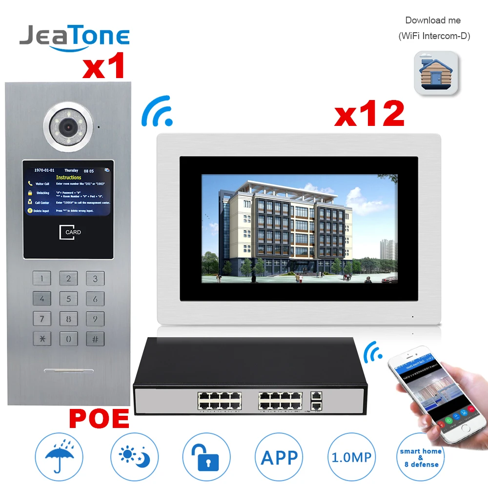 7''WIFI Video Door Phone IP Doorbell Intercom Touch Screen for Building Access Control System Support Password/IC Card/iOS Phone 7''WIFI Video Door Phone IP Doorbell Intercom Touch Screen for Building Access Control System Support Password/IC Card/iOS Phone