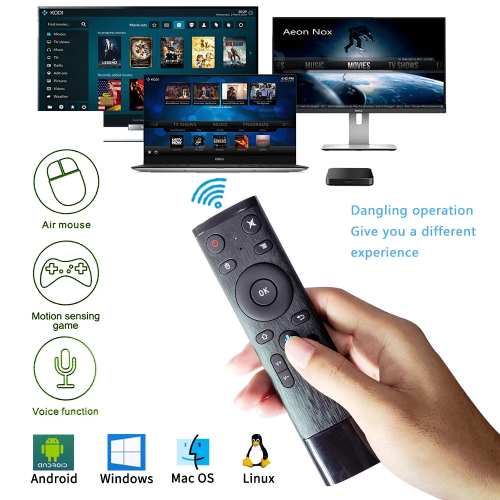 Tesiway Remote Q5 Voice Fly Air Mouse For Gyro Sensing Game 2.4G Wireless Remote For Android TV Box Smart TV All-in-one PCTV03