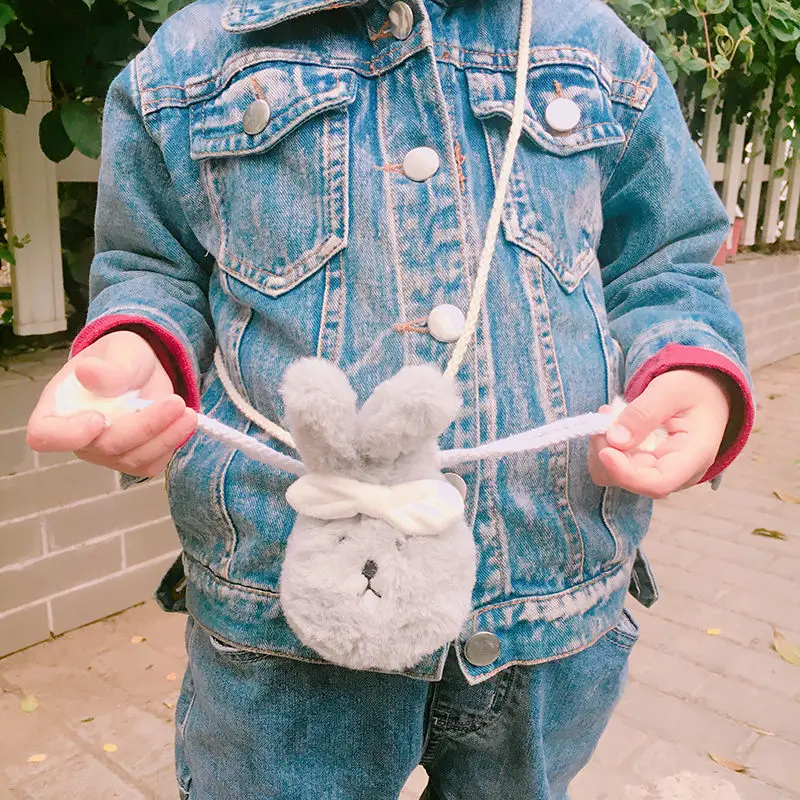 Забавная форма кролика нарисованная карманная плюшевая маленькая сумка смешной Кролик сумка через плечо для детей