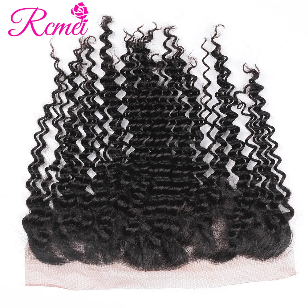 Rcmei Indian Hair Kinky Curly Lace Frontal With Bundle 3 Bundles With Frontal 100% Human Hair Lace Front Extensions
