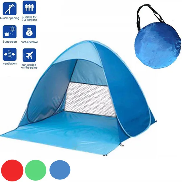 Special Offers Camping Tent Outdoor Beach Tents Pop Up Open 1-2Person Quick Automatic UV-Protective Awning Tent For Camping Fishing Sunshade