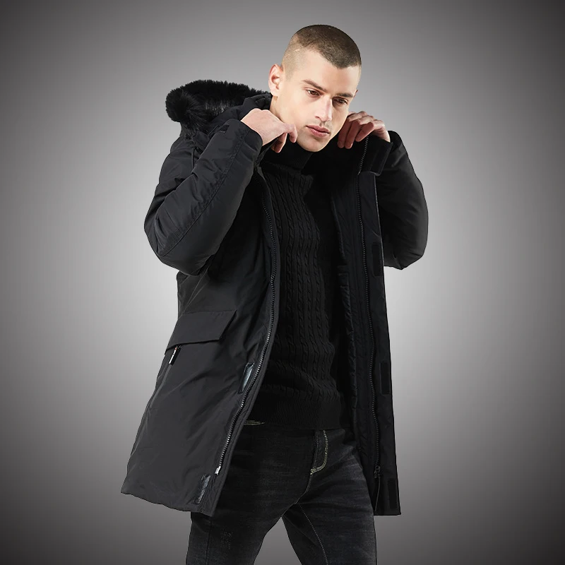 Winter Parkas Men Warm Jackets Fur Collar Coat Hooded Jacket Mens Winter Coat 2018 Fashion Parkas for Men Black Green Red S148