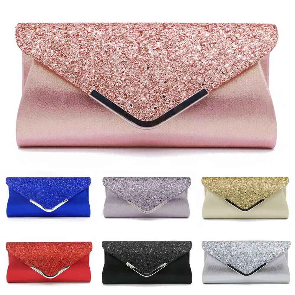 

2019 High Quality PU Leather Women Lady Sequins Clutch Bag Evening Wedding Party Prom Handbag Purse Wallet Shinny Shoulder Bags