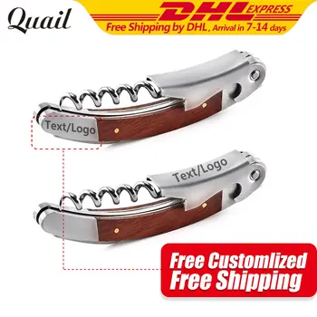 

Quail Free Engraved Logo/Text with Multifunction Wood Handle Wine Screw Corkscrew Opener Restaurant Bar Tool as Gifts for Guest