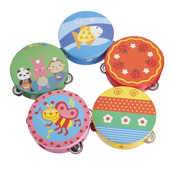 

1 psc Baby Kids Wooden Drum Rattles Toy Gift 6inch Hand Held Drum Bell