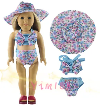 

Hot Sell New Style Blue Beachwear Swimsuit Outfit for 18 Inch American Doll
