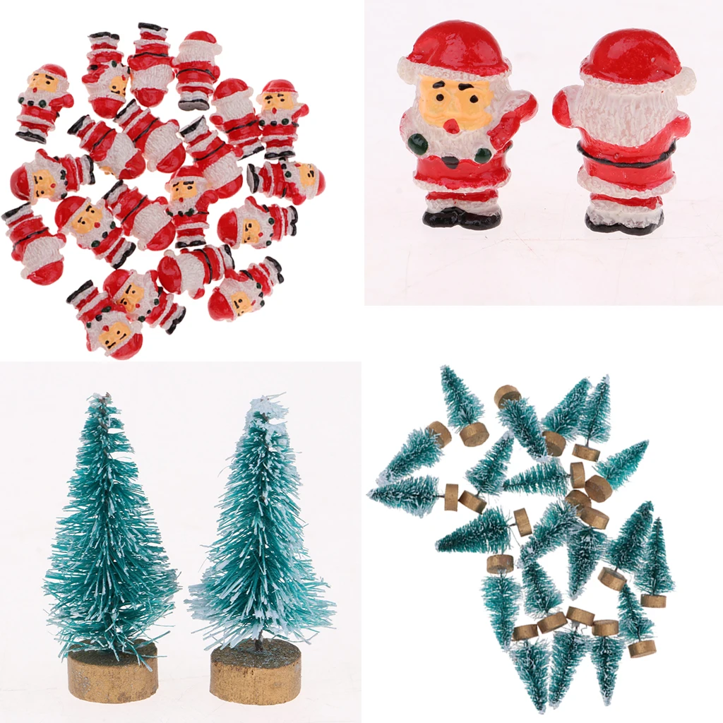 

Lots 20pcs Dollhouse Miniature 2.2cm Santa Claus Model, 20pcs 4cm Christmas Tree, Christmas Decorations & Photography Props