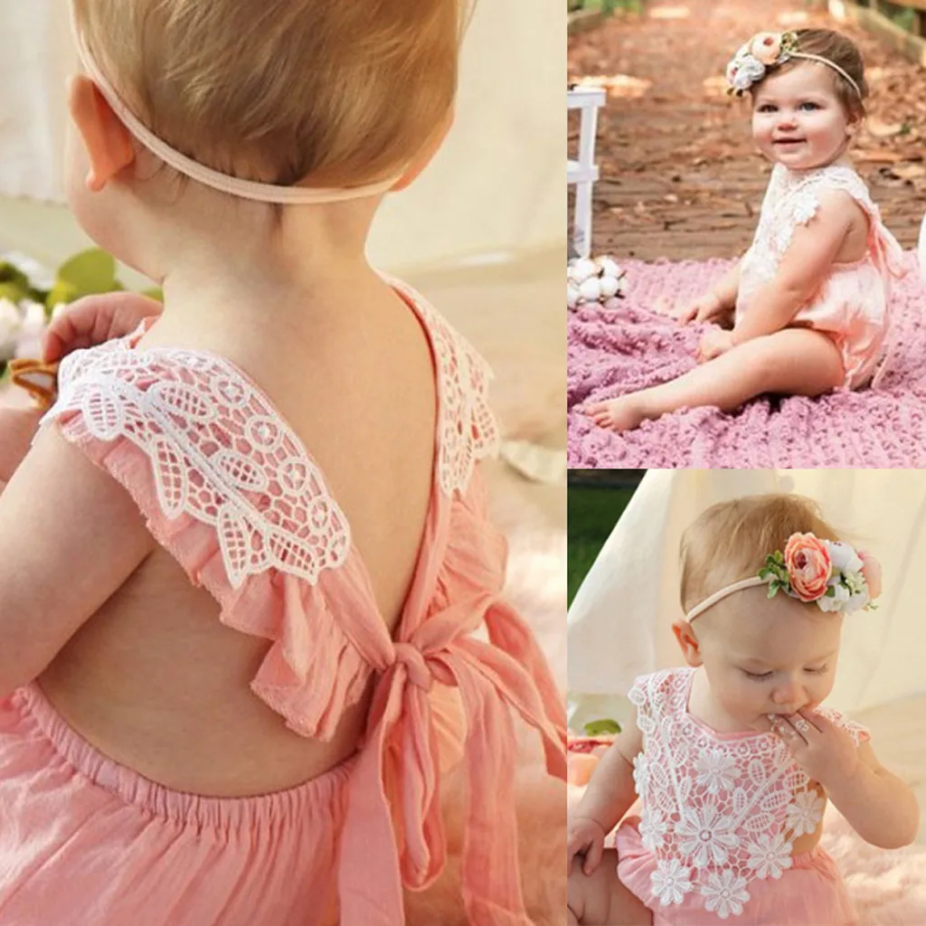Baby Girls Clothes Newborn Infant Baby Girls Color Solid Ruffles Backcross New Arrival Romper Bodysuit Outfits vetement fille
