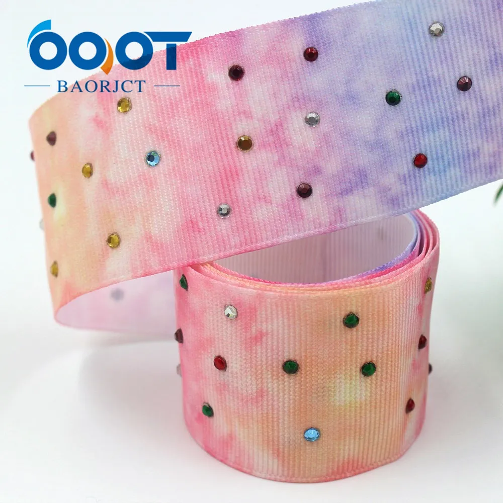 OOOT BAORJCT I-19708-1577,38mm 5yards fashion white diamond Ribbons Thermal transfer Printed grosgrain,DIY wrapping materials