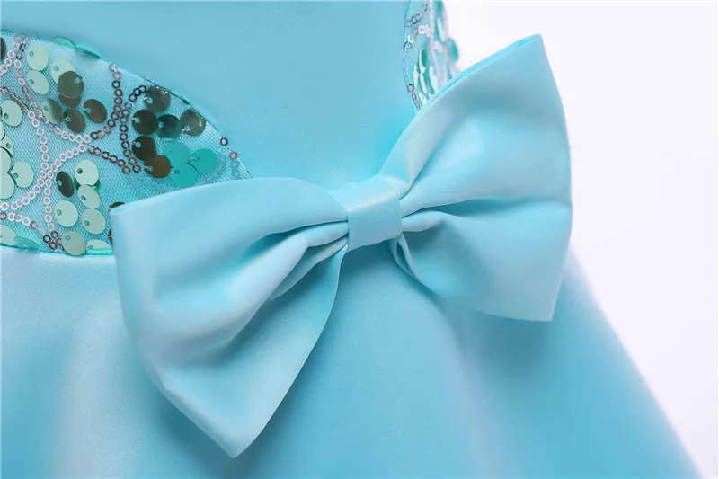 New Solid Sequined With Bow Girls Sleeveless Dresses Small& Middle Child Princess Dress Formal Wedding Dresses03
