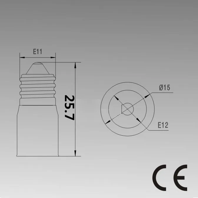 E11 to E12 Adapter Lamp Socket Converter Dimension E11 To E12