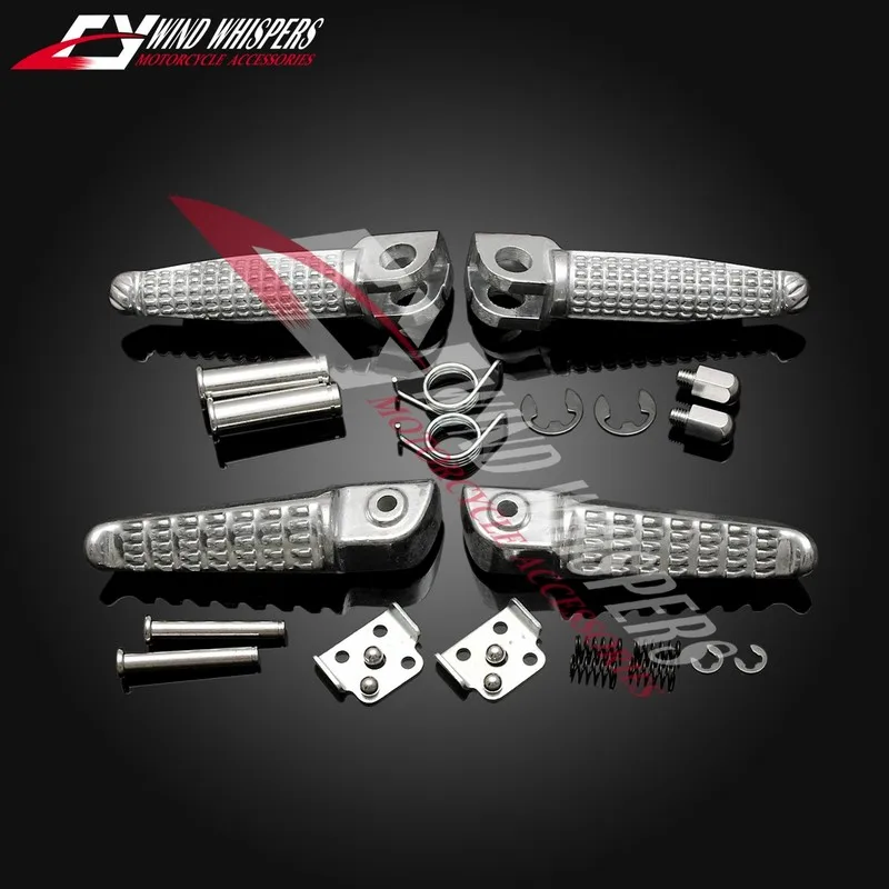 Silver motorcycle Front & Rear Footrests Foot pegs For Kawasaki Z750