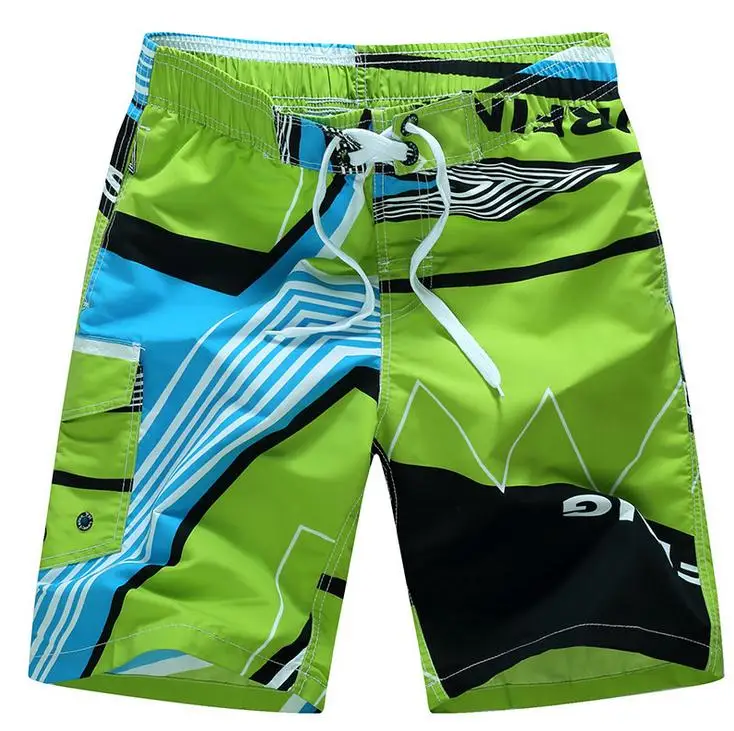 Лето на открытом воздухе высококачественные мужские пляжные шорты с принтом Мужские Свободные мешковатые слаксы мужские подростковые быстросохнущие шорты - Цвет: Зеленый