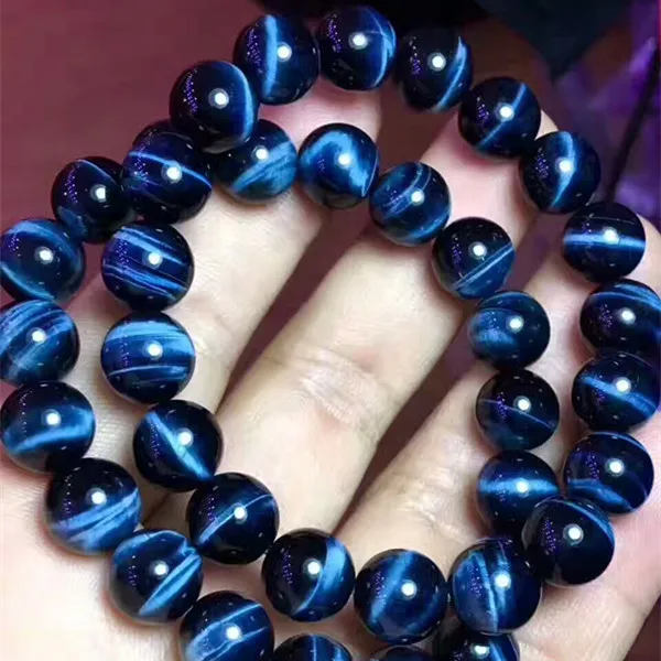 

10mm Natural Blue Tiger's Eye Gemstone Hawk Eye Round Beads Bracelets Charming Man Women Crystal Stretch For AAAAA