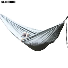 Ultralight Parachute Camping Hammock Nylon Folding Swing With 2 Tree Straps Double Hamak Ogrodowy super strength folding nylon hammock hanging swing hamak beach camping patio sleeping tree bed with 2 strap 2 carabiner