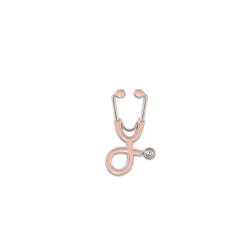Креативные разноцветные броши, 18 стилей, стетоскоп доктора медсестры, эмалированные булавки, медицинские джинсовые куртки, сумки, ювелирные изделия, значки, подарки - Окраска металла: silver pink