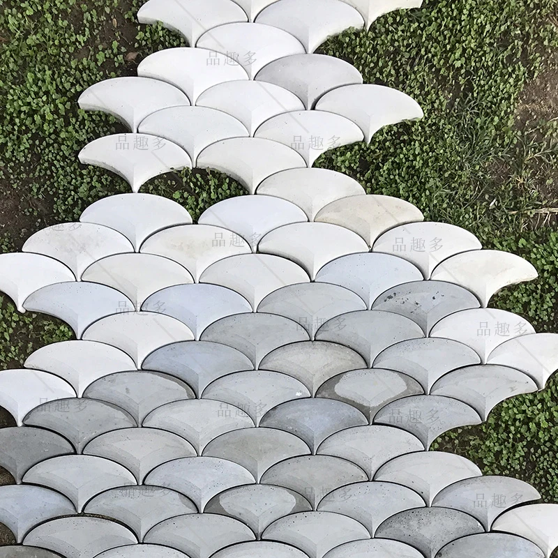 

Fan shaped cement concrete wall brick silicone rubber mold background wall brick decorative concrete maple leaf design