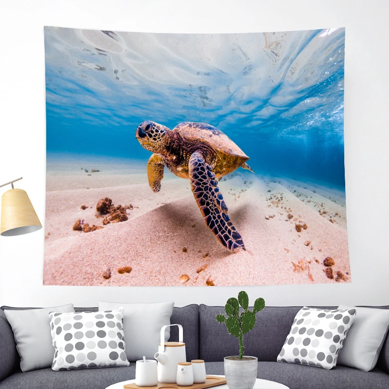 

Boniu 9 Styles 4 sizes Cartoon Sea Turtle Pattern Tapestry 3d Wall Hanging Decorative Wall Tapestryt for Kids