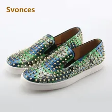 Новые оригинальные, Повседневная Мужская обувь роскошные платформа золотистыми шипами Дизайн Туфли без каблуков заклепки серпантин Лоферы человек Zapatillas