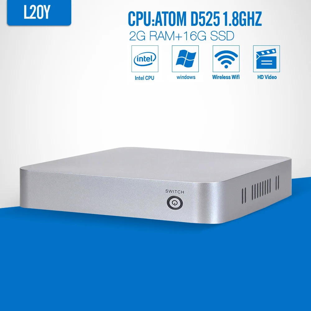 XCY mini computer D525 2G RAM 16G SSD with wifi support XP/WIN7/8/8.1/10 OS mini pc thin client laptop computer