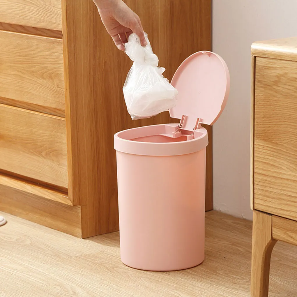

Resistant Plastic Round Trash Can Wastebasket Home Garbage Container Bin and Push-button Lid