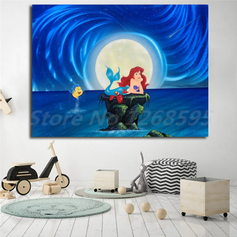 

The Little Mermaid Wishing Ariel Wall Art Canvas Poster And Print Canvas Painting Decorative Picture For Living Room Home Decor