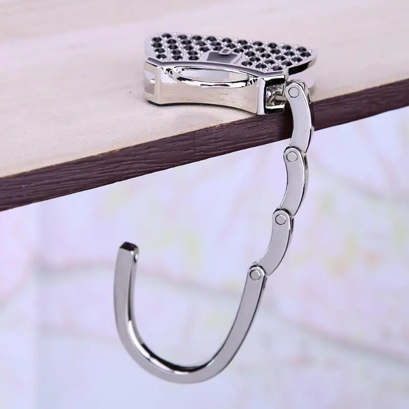 

Folding Bag Hook Zinc Alloy Purse Handbag Hanger Holder Portable Foldable Table Hook Crystal Rhinestone Decoration Dropshipping
