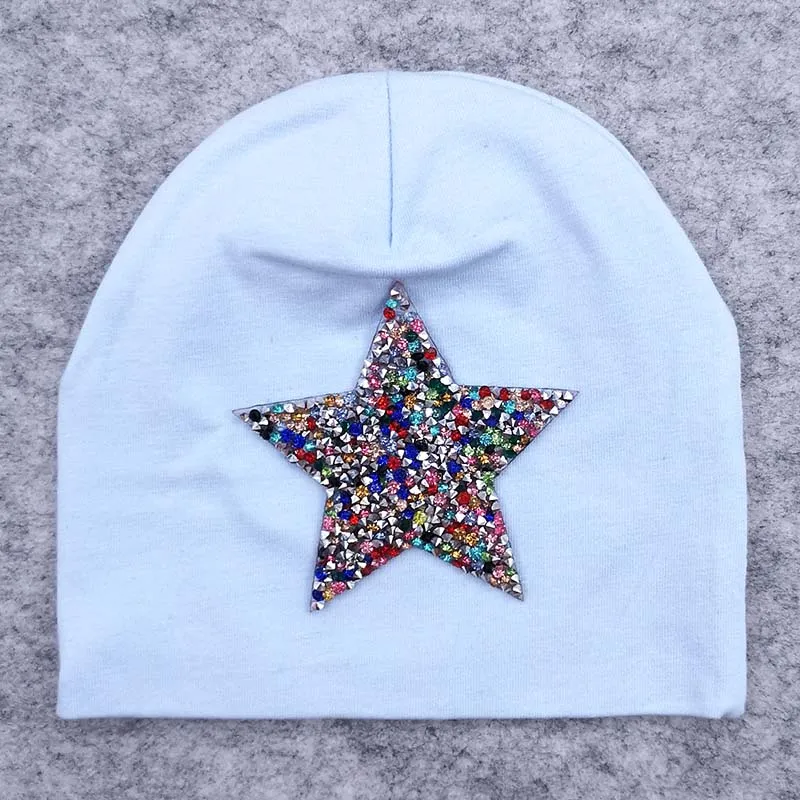 GZHilovingL/ г. Мягкие хлопковые шапки для новорожденных мальчиков и девочек, весна, от 0 до 4 месяцев, стразы шапка звезда, шляпа, кепка для фотосессии