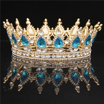 

Baroque Queen King Bride Tiara Crown Headdress Prom Bridal Wedding Tiaras and Crowns Pageant Hair Jewelry Accessories