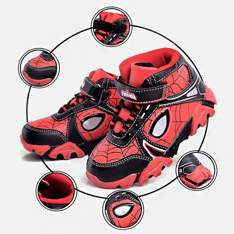 

Reflective Eyes Spiderman Kids Basketball Shoes High Top Boys Girls Sneakers Anti-slippery Rubber Bottom Children Casual Shoes