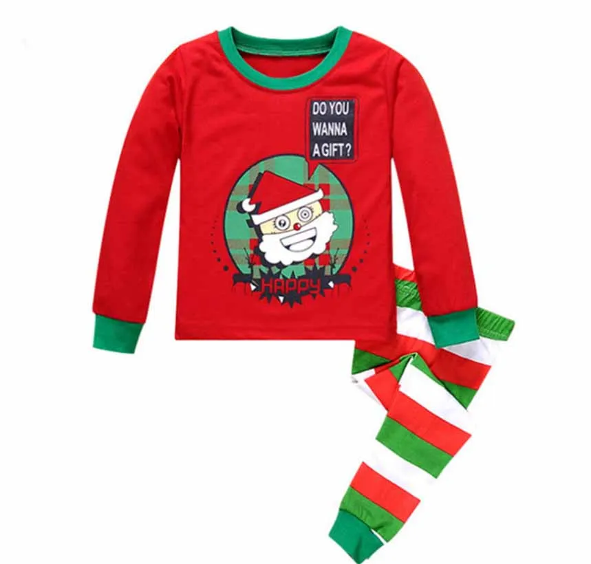 Новейший Рождественский детский Пижамный комплект для мальчиков и девочек, хлопковое Новогоднее ночное белье Детский Пижамный костюм хорошего качества с длинными рукавами DS15
