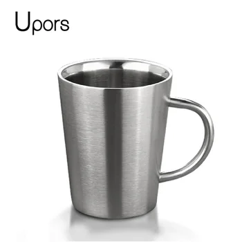 

UPORS 380ML Coffee Cup 304 Stainless Steel Tea mug Double Wall Insulated Thermos Cups Tumbler with handle Milk Cup